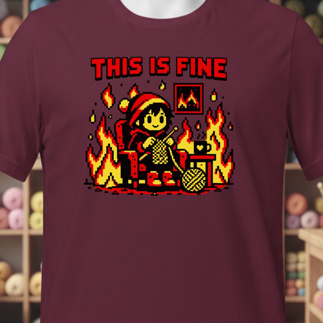 This Is Fine T-Shirt Maroon t-shirt