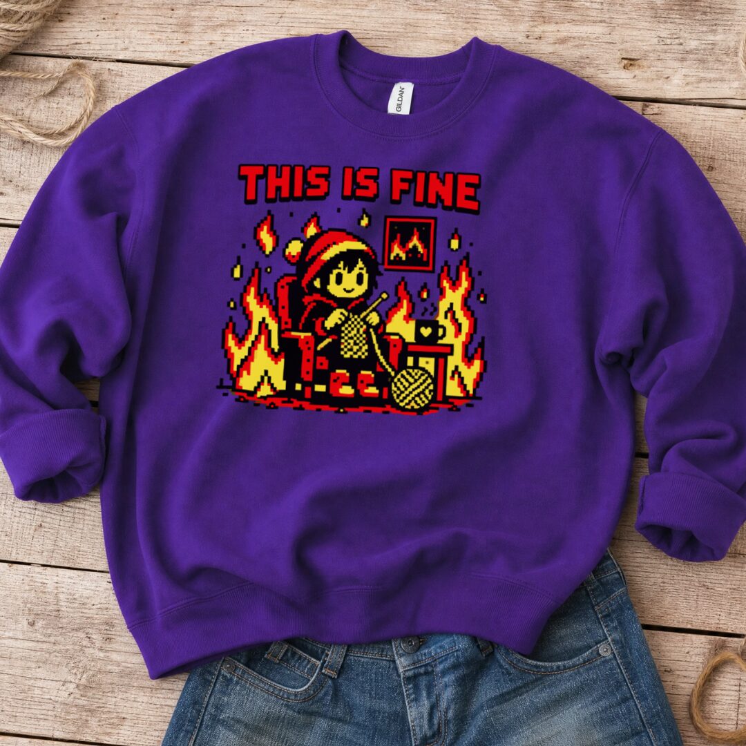 This Is Fine Sweatshirt Purple t-shirt