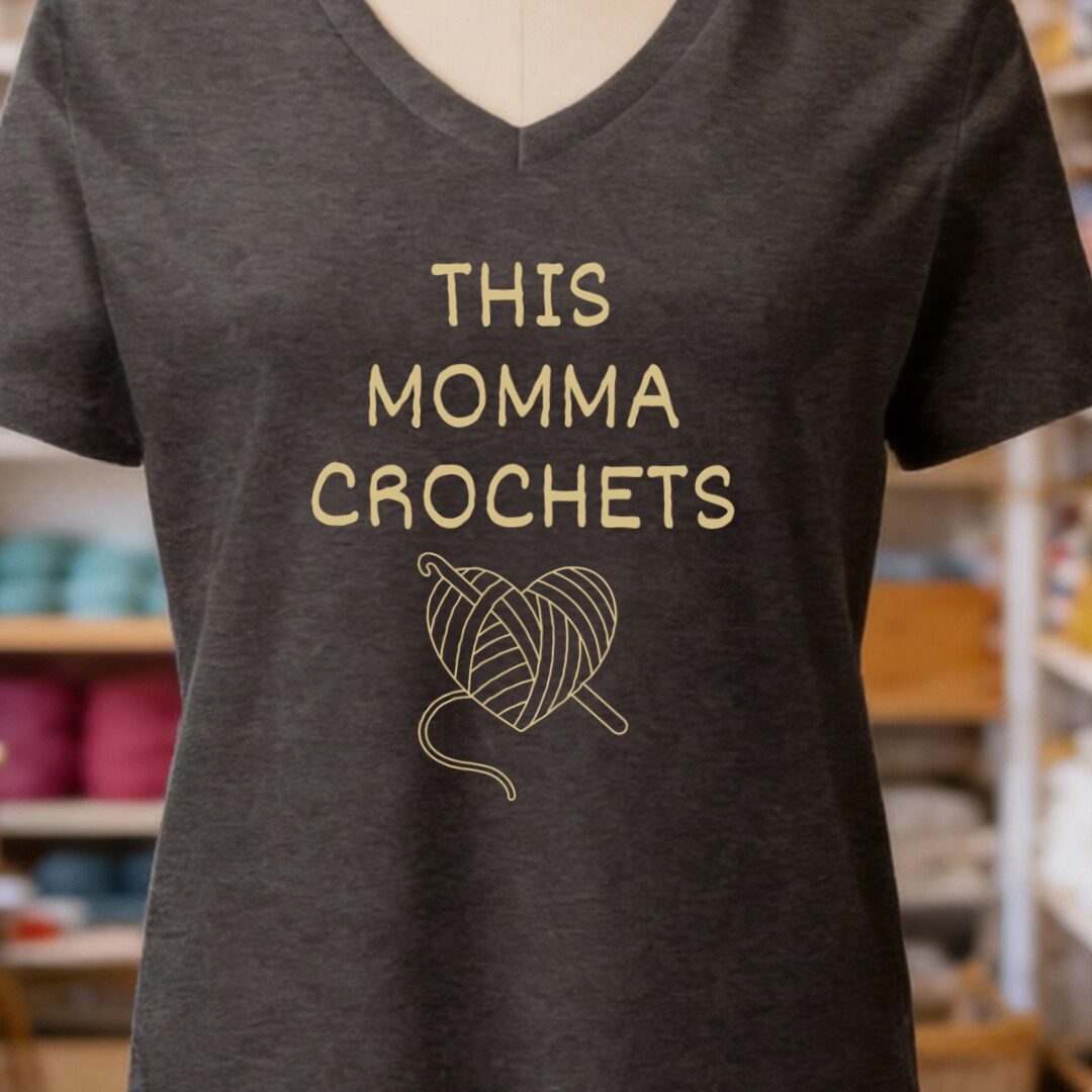 This Mama Crochets V-Neck T-Shirt Dark Grey t-shirt