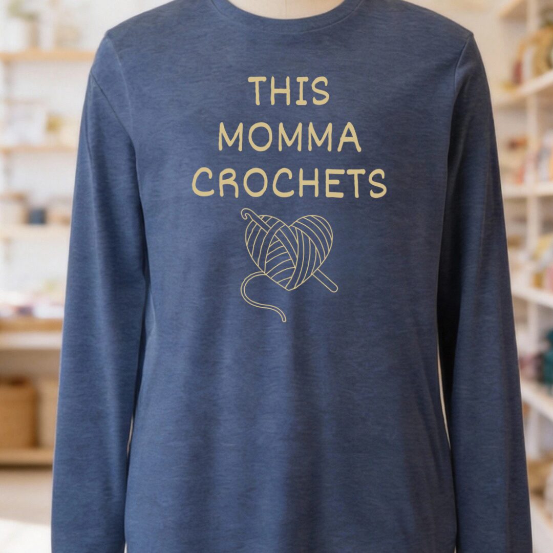 This Mama Crochets Long Sleeve Tee Navy t-shirt