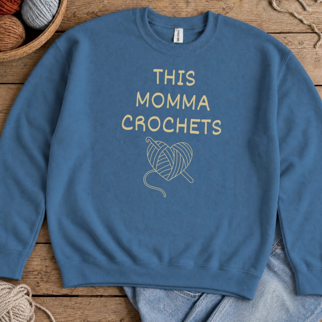 This Mama Crochets Sweatshirt Indigo Blue t-shirt