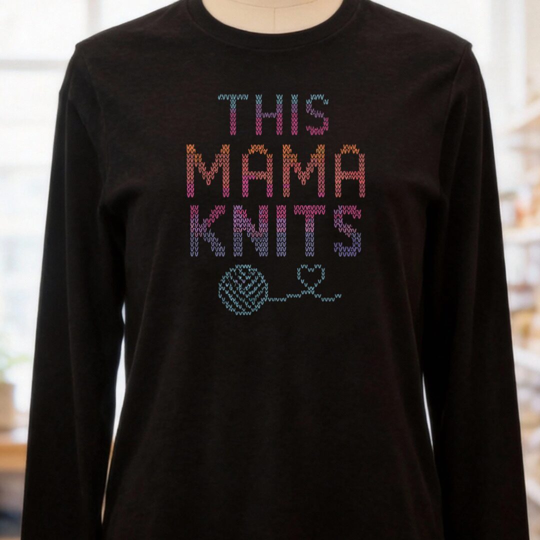 This Mama Knits Long Sleeve Tee Black t-shirt