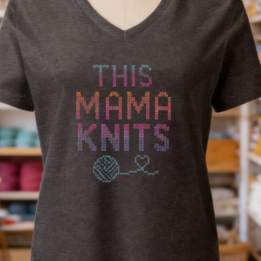 This Mama Knits V-Neck T-Shirt Dark Grey t-shirt