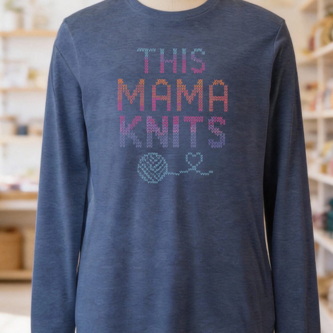 This Mama Knits Long Sleeve Tee Navy t-shirt