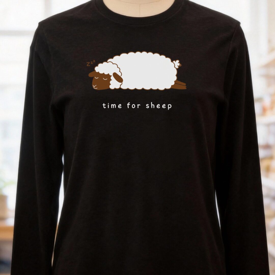 Time for Sheep Long Sleeve Tee Black t-shirt