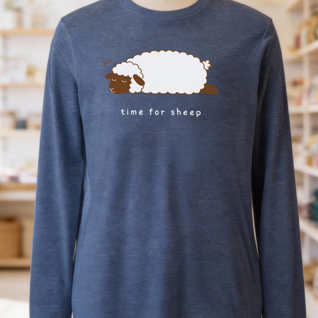 Time for Sheep Long Sleeve Tee Navy t-shirt
