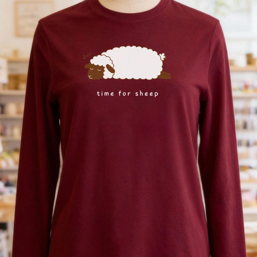 Time for Sheep Long Sleeve Tee Maroon t-shirt