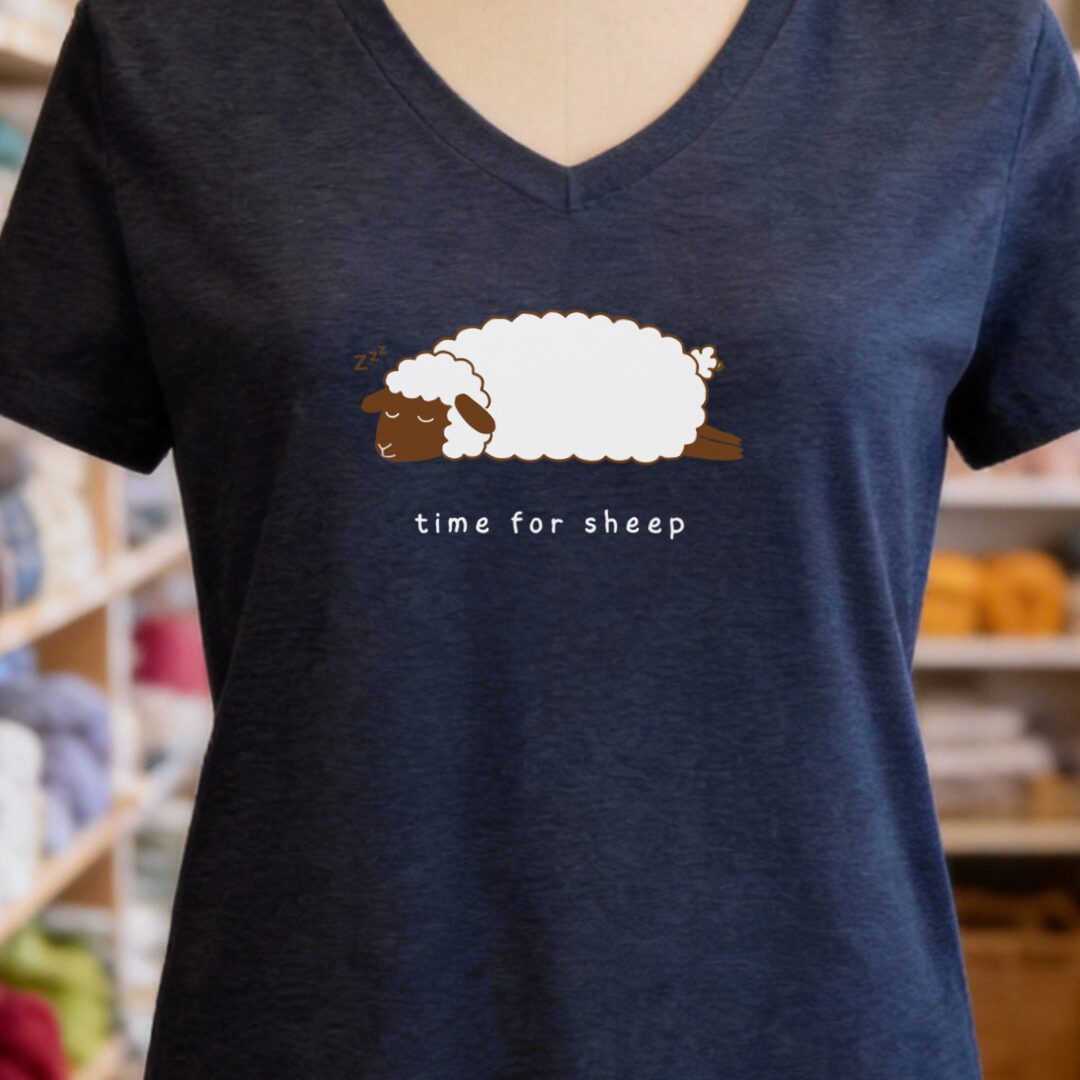 Time for Sheep V-Neck T-Shirt Navy t-shirt
