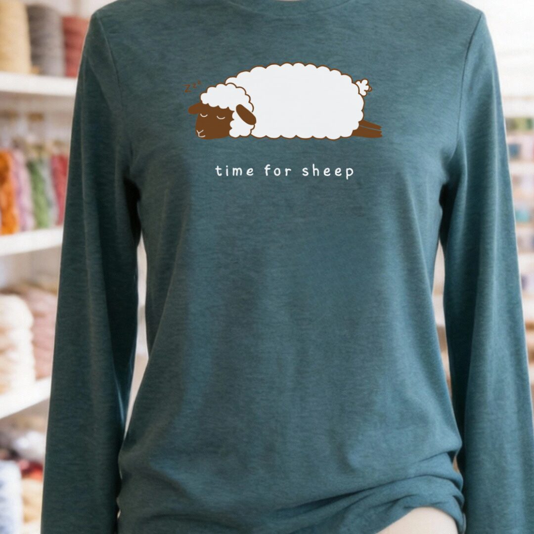 Time for Sheep Long Sleeve Tee Teal t-shirt