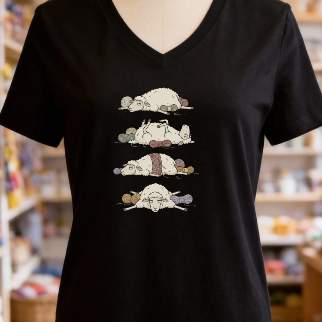 Tired Sheep V-Neck T-Shirt Black t-shirt