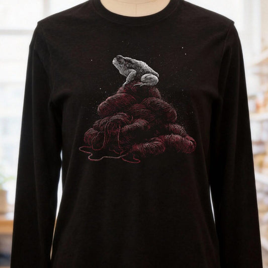 Toad On Yarn Black Long Sleeve Tee.jpg