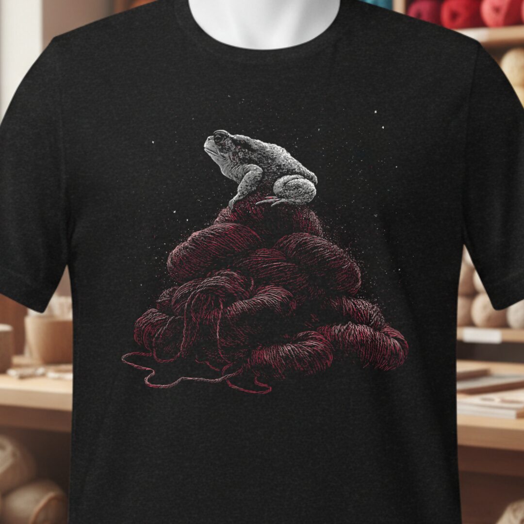Toad On Yarn Black T-Shirt.jpg