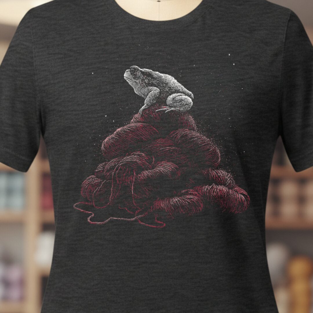 Toad On Yarn Dark Grey T-Shirt.jpg