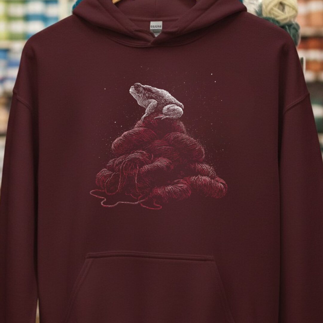 Toad On Yarn Maroon Hoodie.jpg