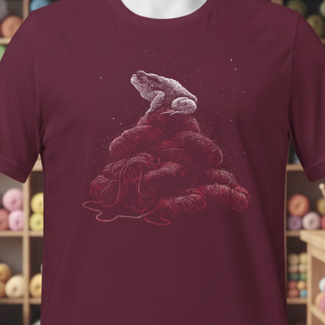 Toad On Yarn Maroon T-Shirt.jpg