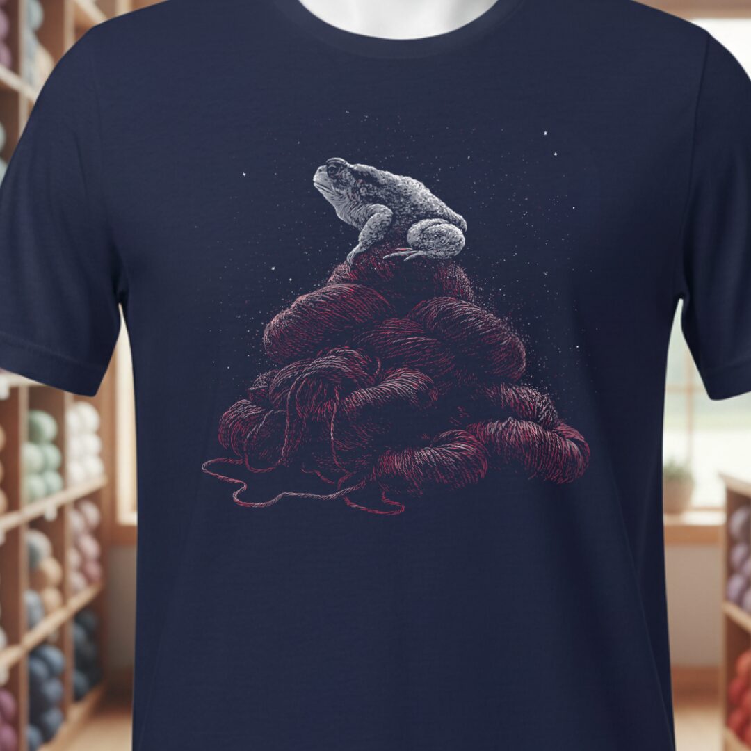 Toad On Yarn Navy T-Shirt.jpg
