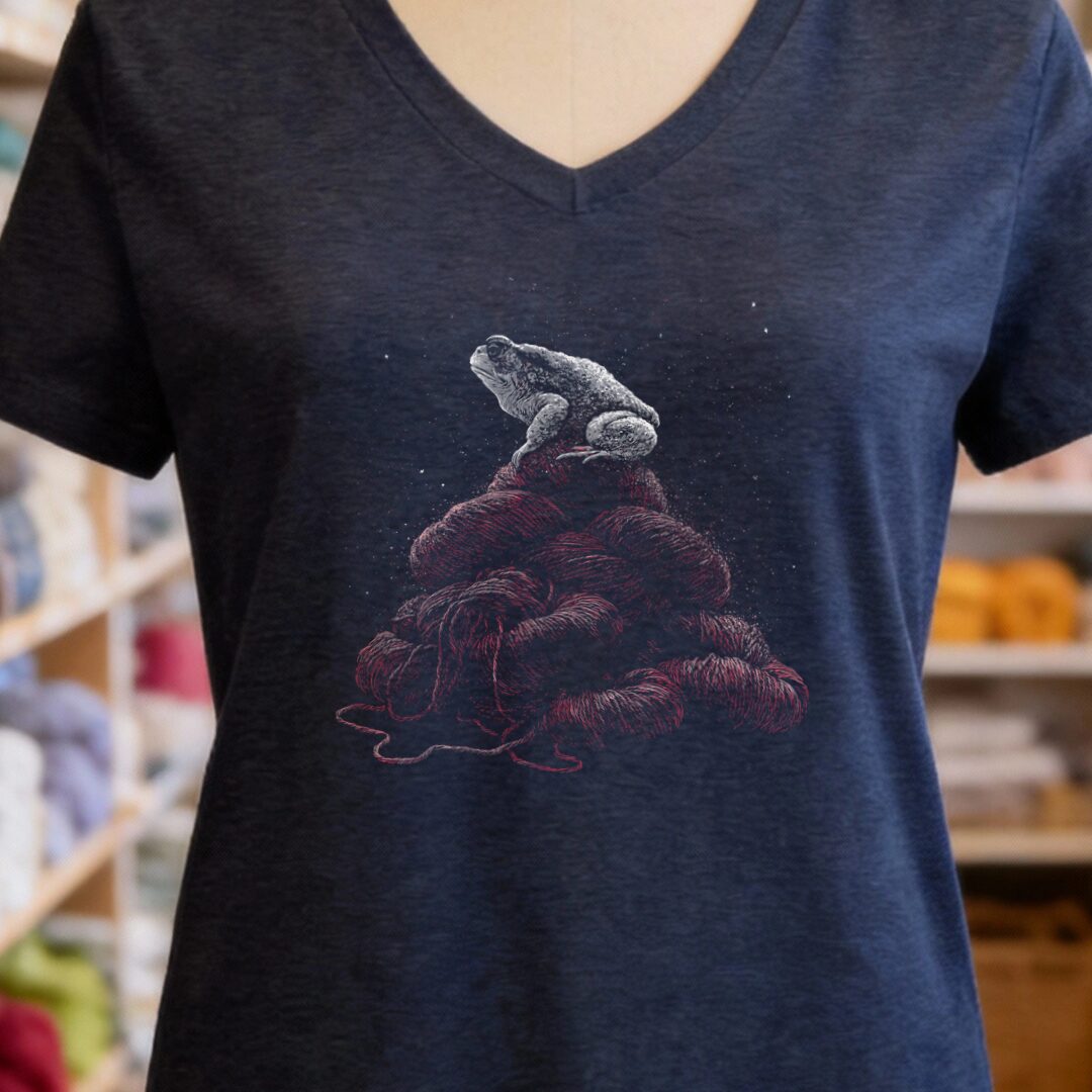 Toad On Yarn Navy V Neck.jpg
