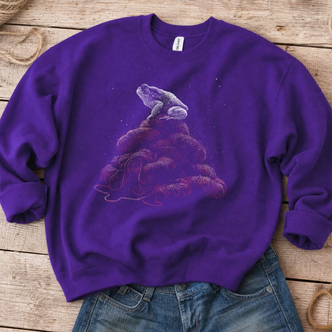 Toad On Yarn Purple Sweatshirt.jpg