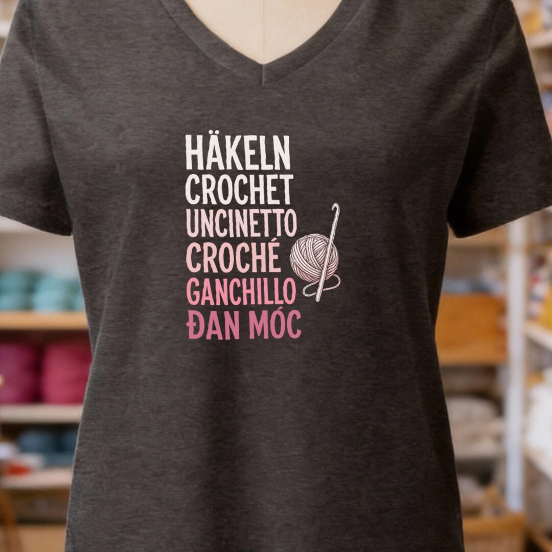 Translate Crochet V-Neck T-Shirt Dark Grey t-shirt