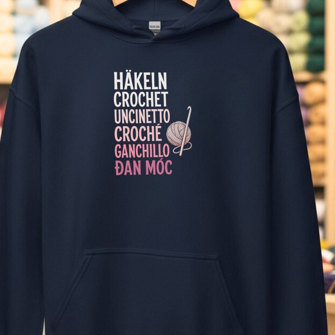 Translate Crochet Hoodie Navy t-shirt