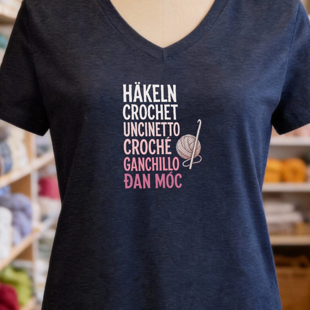 Translate Crochet V-Neck T-Shirt Navy t-shirt