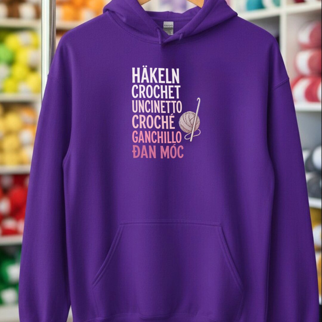 Translate Crochet Hoodie Purple t-shirt