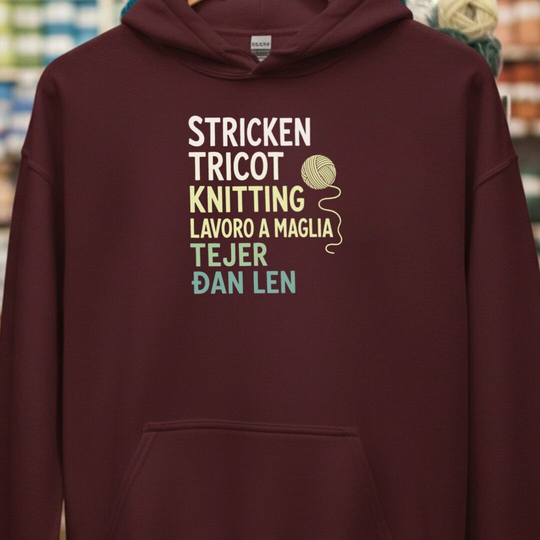 Translate Knitting Hoodie Maroon t-shirt