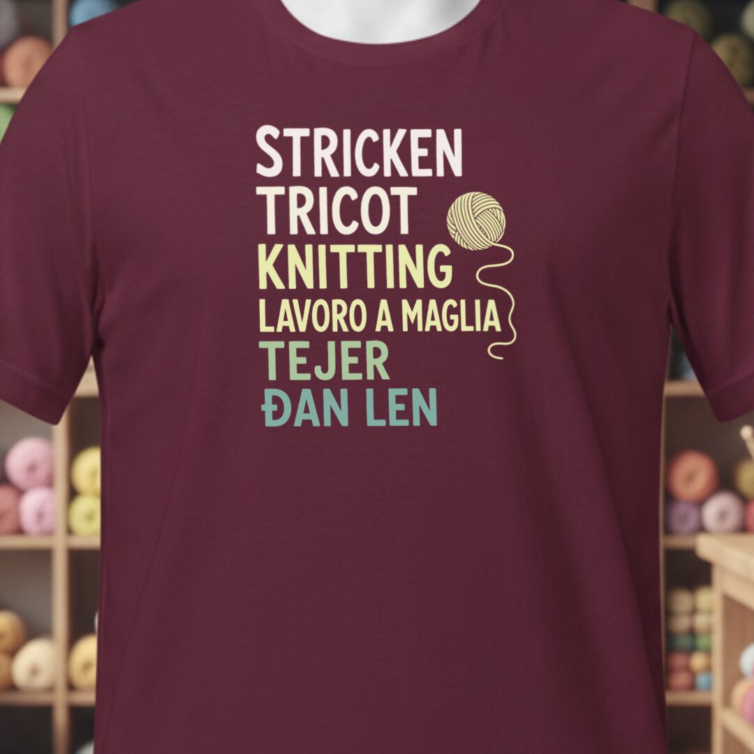 Translate Knitting T-Shirt Maroon t-shirt