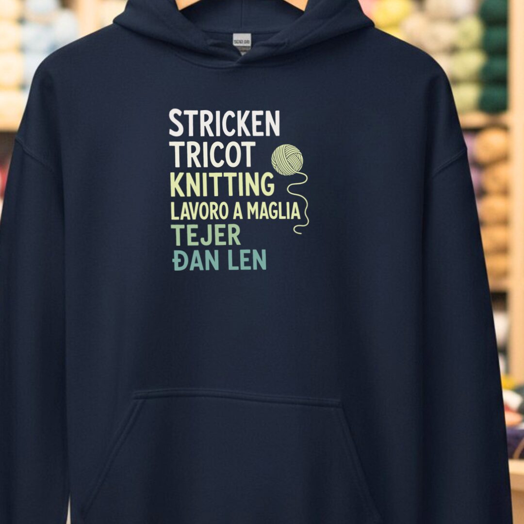 Translate Knitting Hoodie Navy t-shirt
