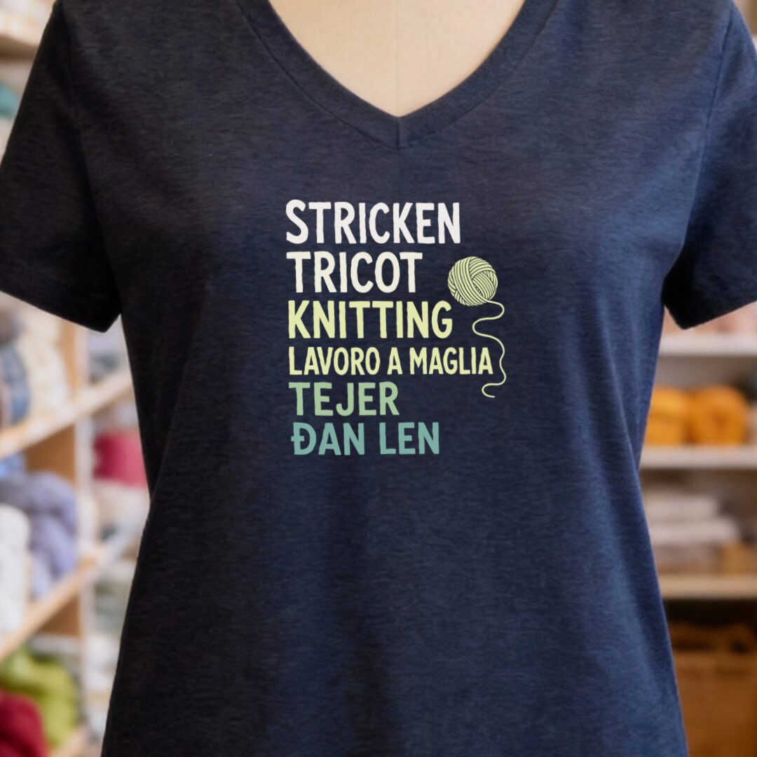 Translate Knitting V-Neck T-Shirt Navy t-shirt
