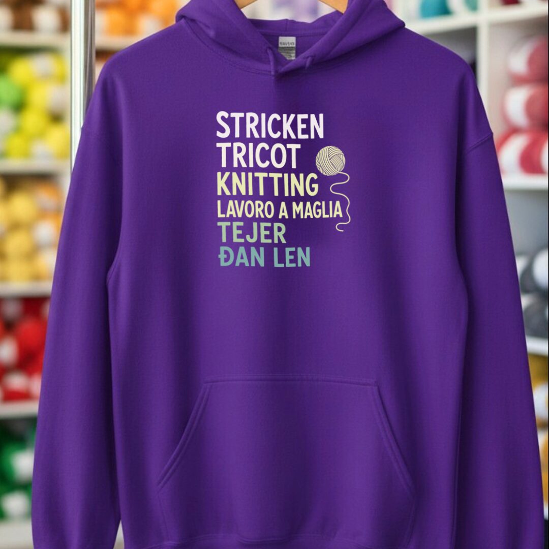 Translate Knitting Hoodie Purple t-shirt