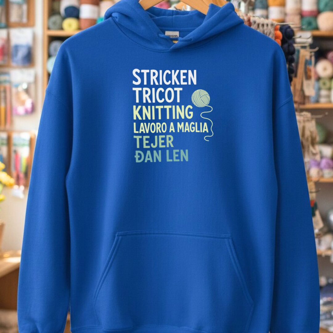 Translate Knitting Hoodie Royal t-shirt
