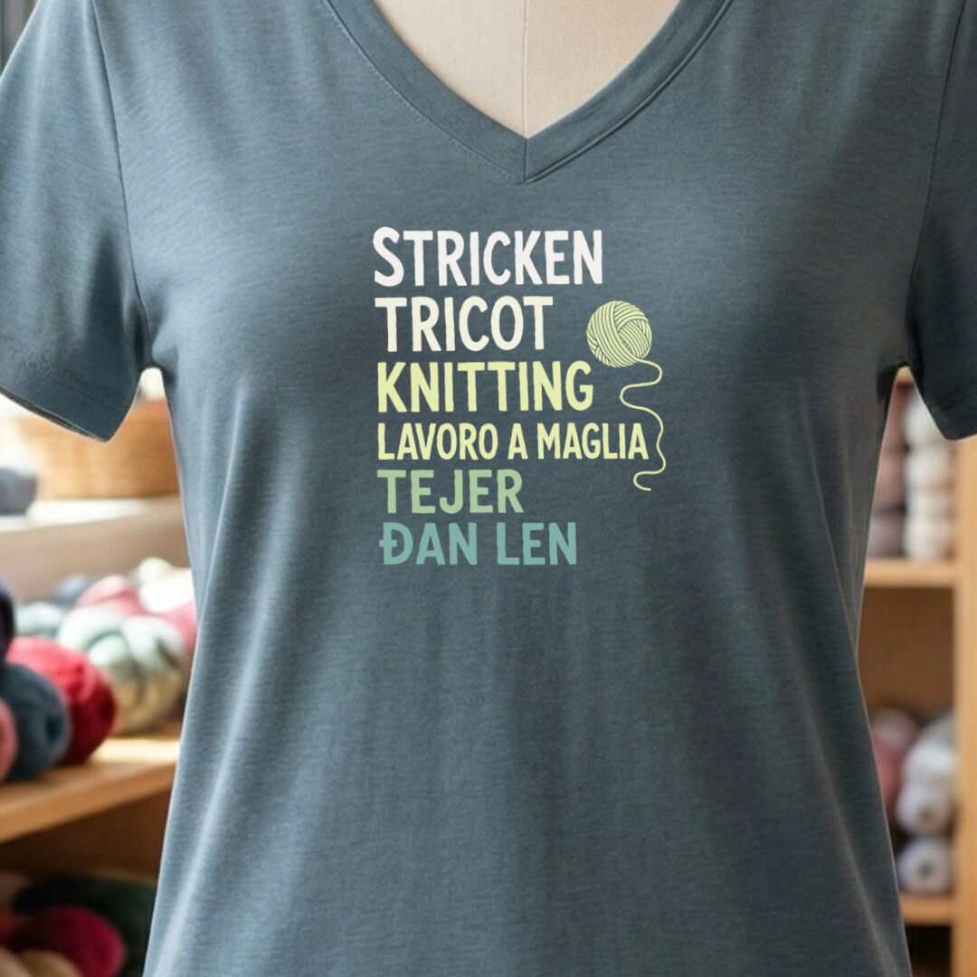 Translate Knitting V-Neck T-Shirt Slate t-shirt