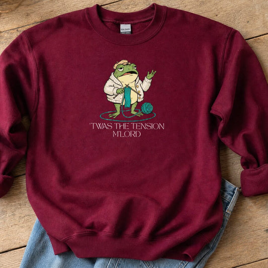 'Twas The Tension Maroon Sweatshirt.jpg