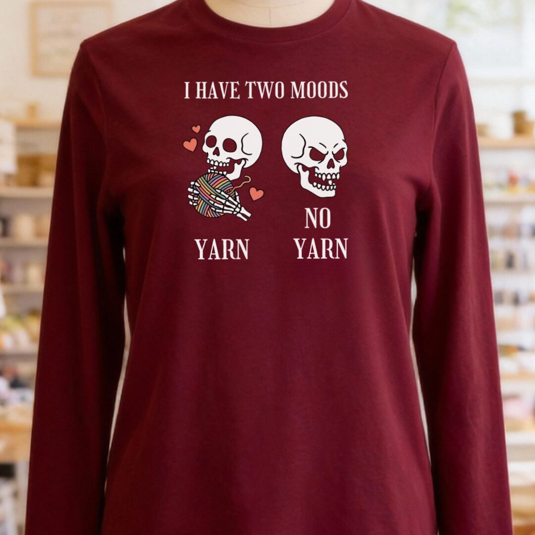 Two Moods Long Sleeve Tee Maroon t-shirt