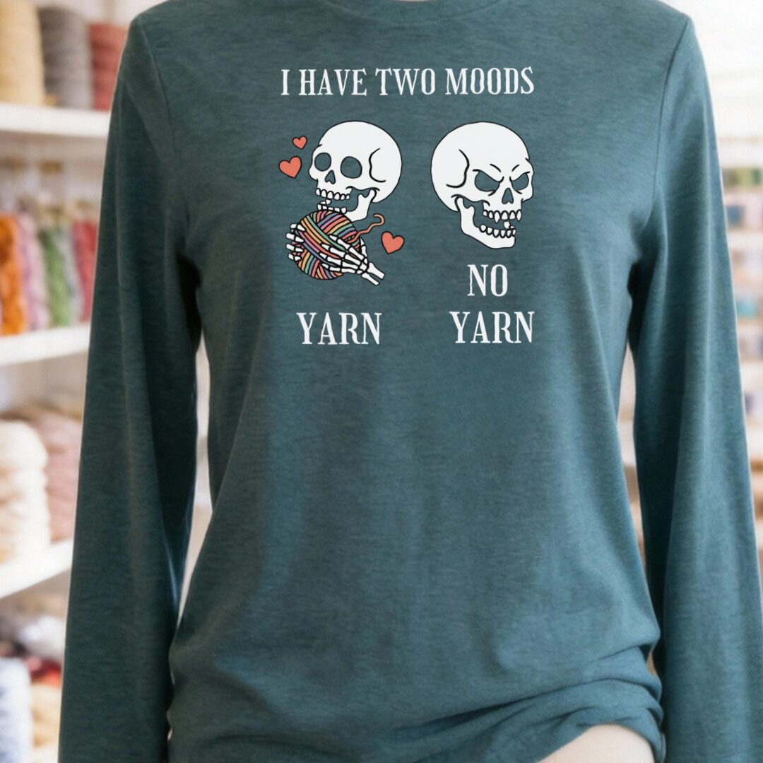 Two Moods Long Sleeve Tee Teal Blue t-shirt