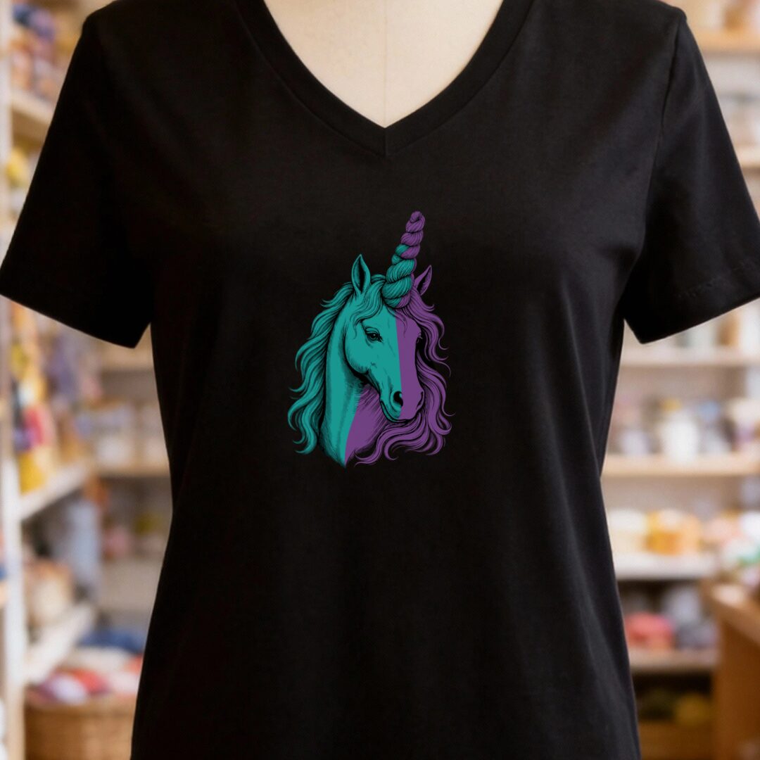 Unicorn V-Neck T-Shirt Black t-shirt