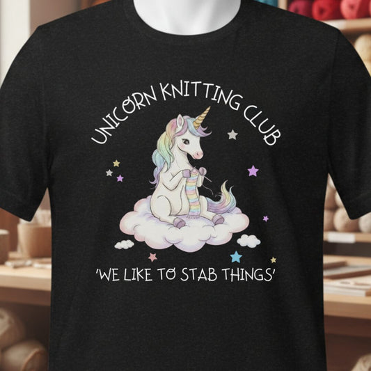 Unicorn Knitting Club T-Shirt Black t-shirt