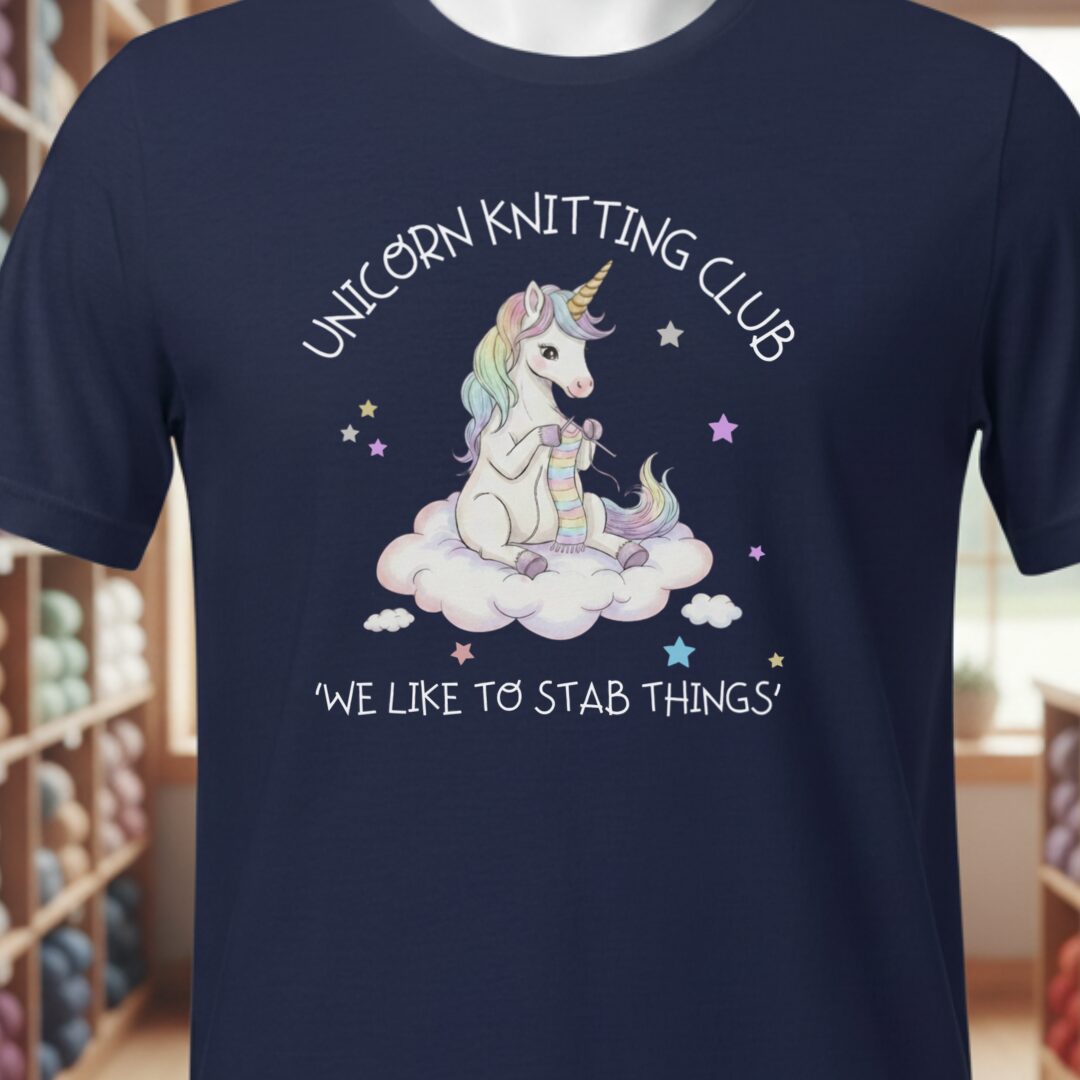 Unicorn Knitting Club T-Shirt Navy t-shirt