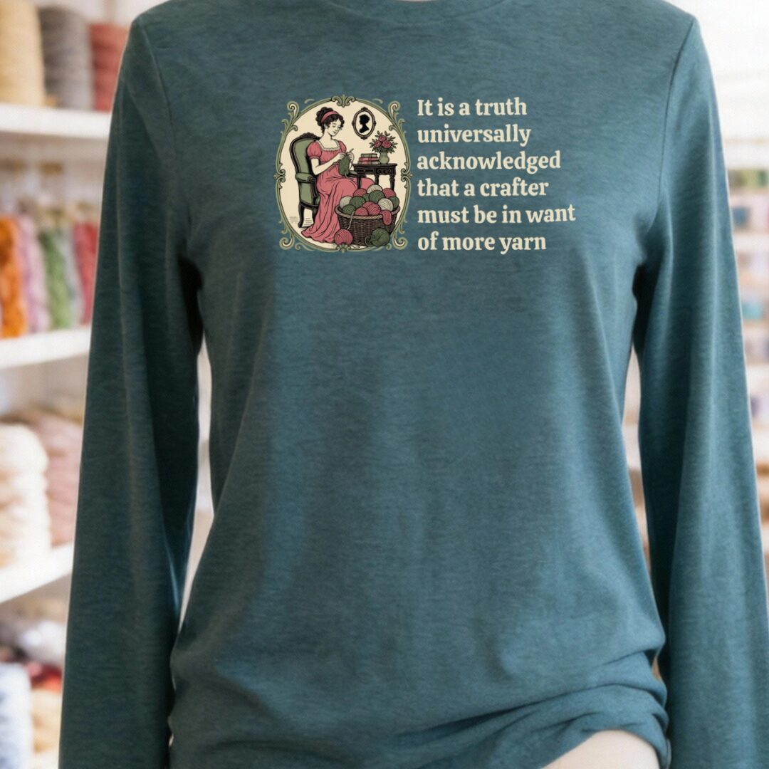Universally Acknowledged Long Sleeve Tee Teal Blue t-shirt