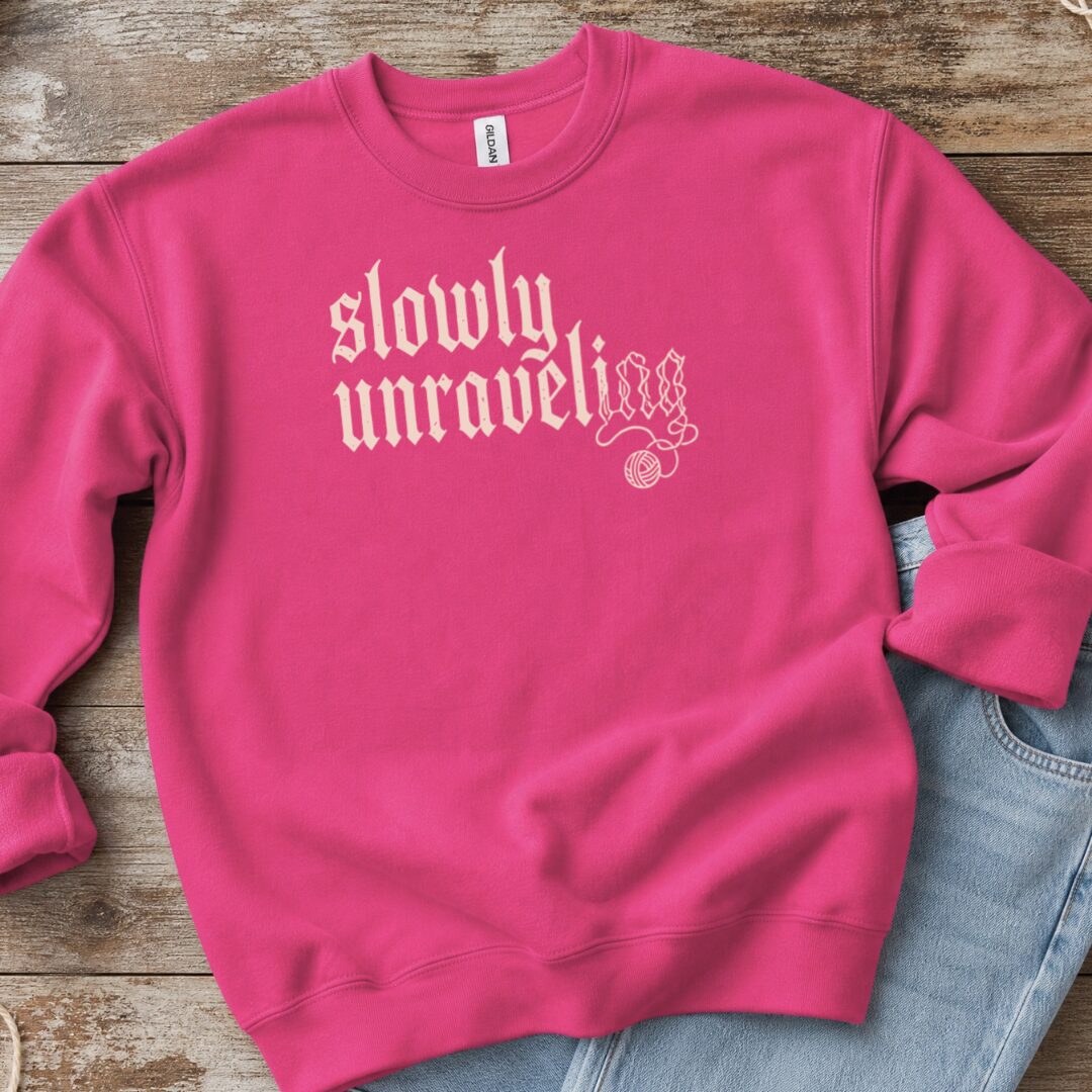 Unraveling Sweatshirt Bright Pink t-shirt