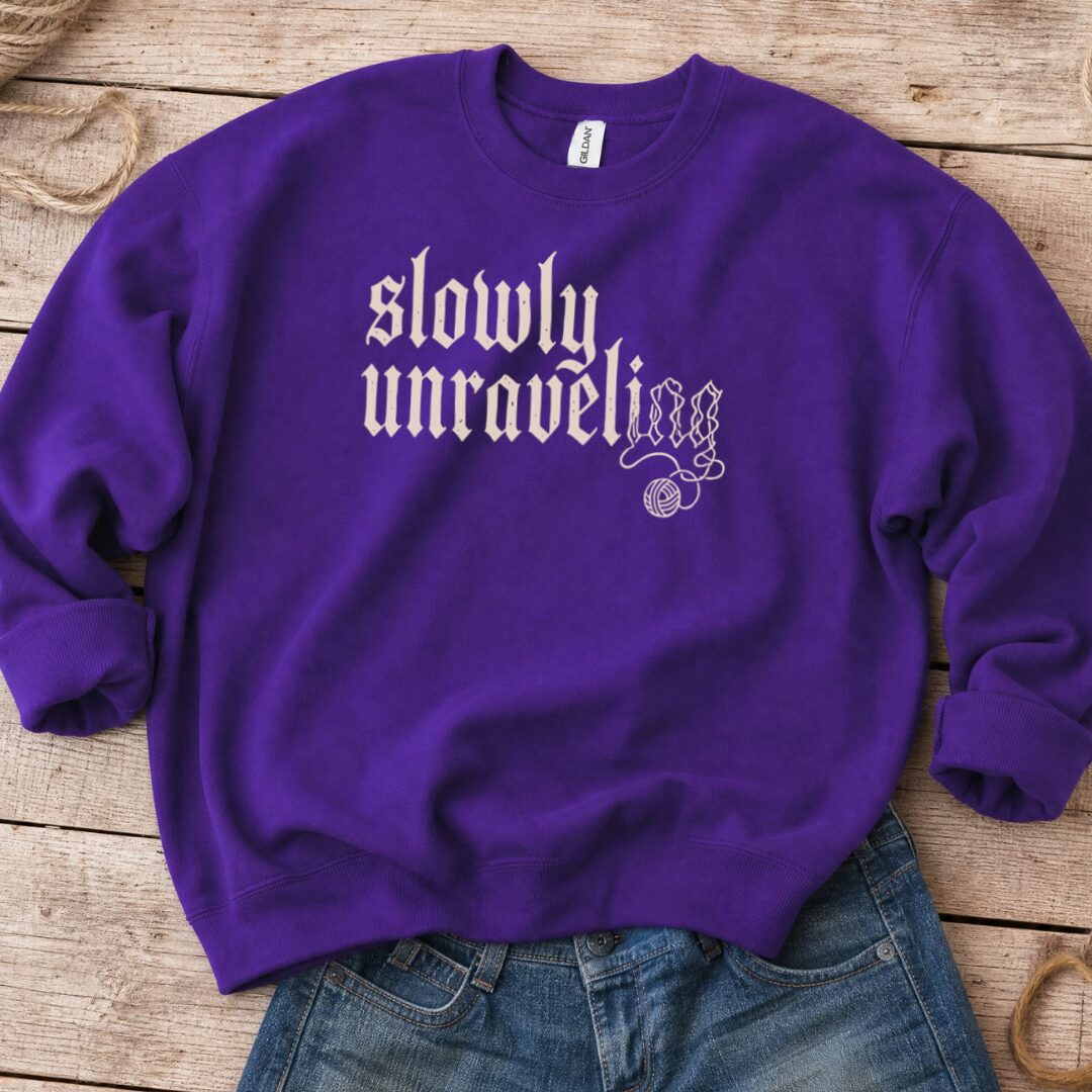 Unraveling Sweatshirt Purple t-shirt