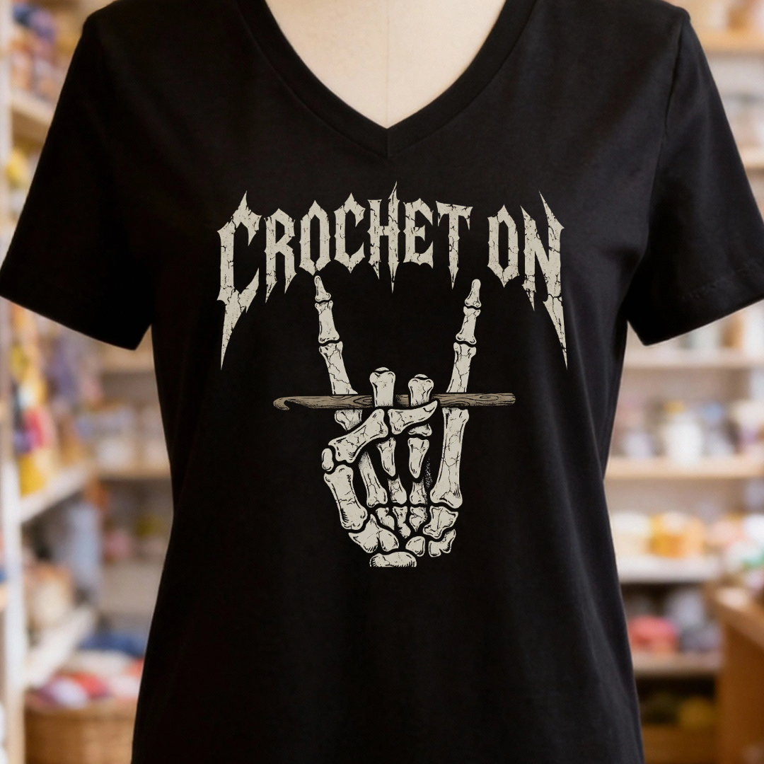 Crochet On V-Neck T-Shirt
