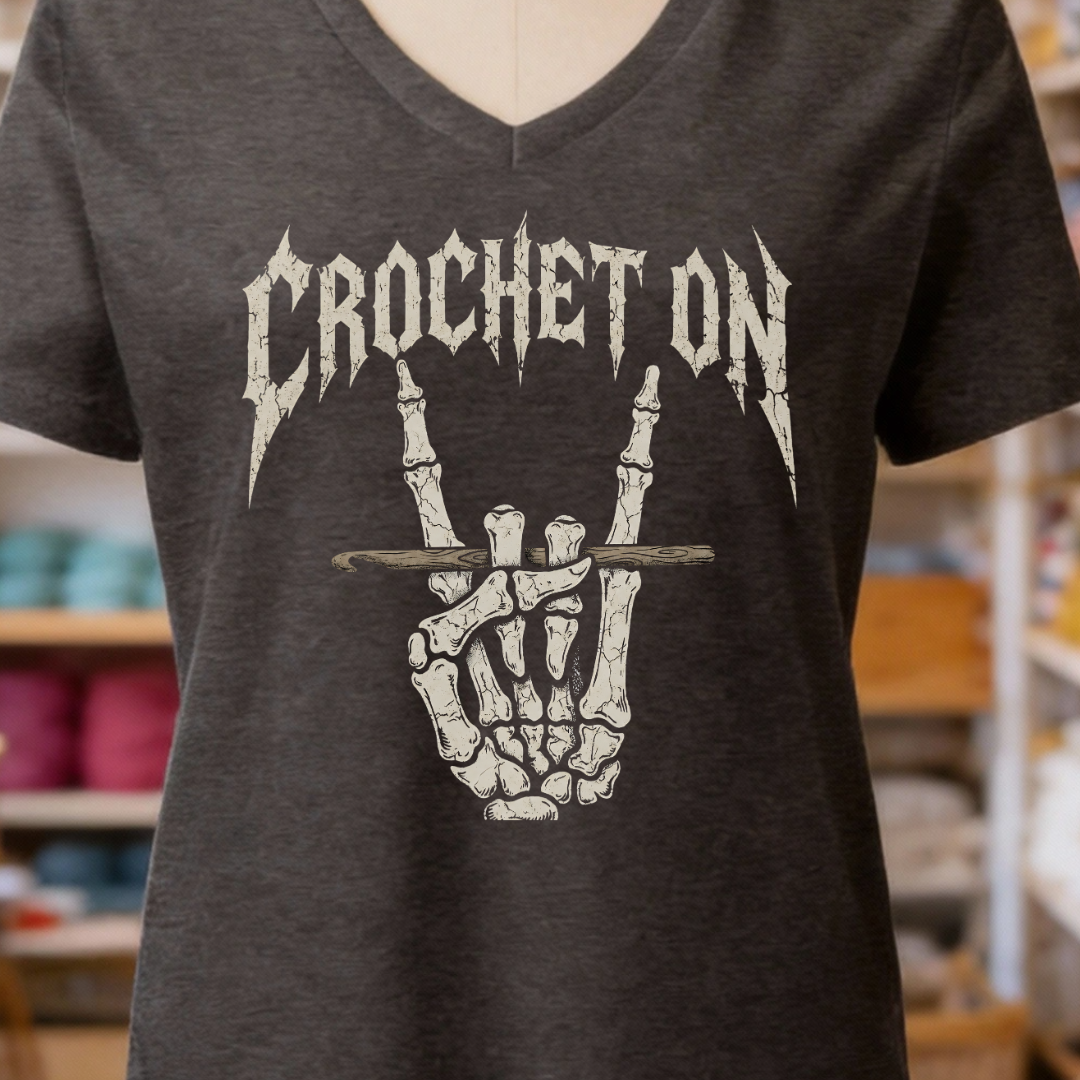 Crochet On V-Neck T-Shirt