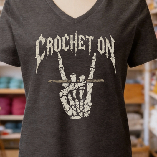 Crochet On V-Neck T-Shirt