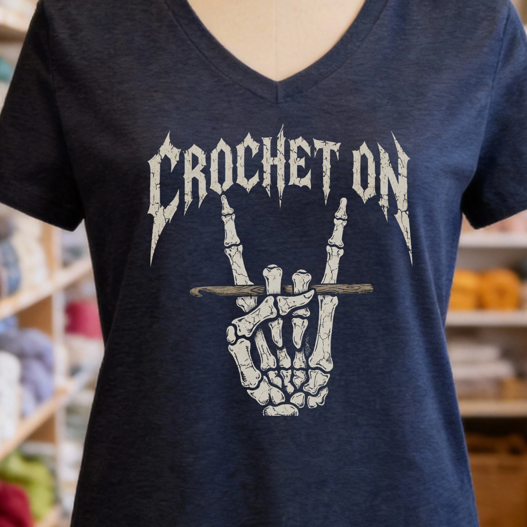 Crochet On V-Neck T-Shirt