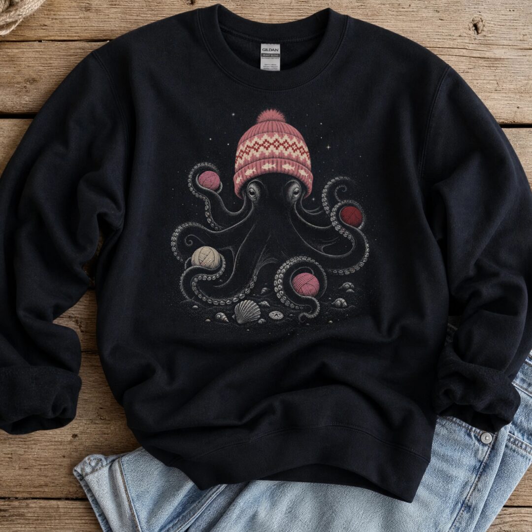 Warm Octopus Black Sweatshirt.jpg
