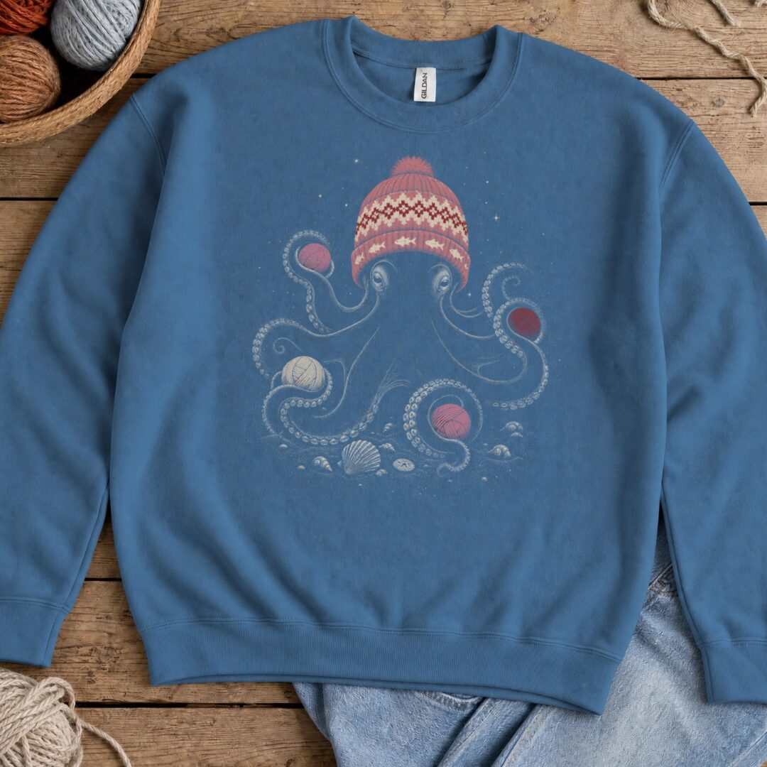 Warm Octopus Indigo Blue Sweatshirt.jpg