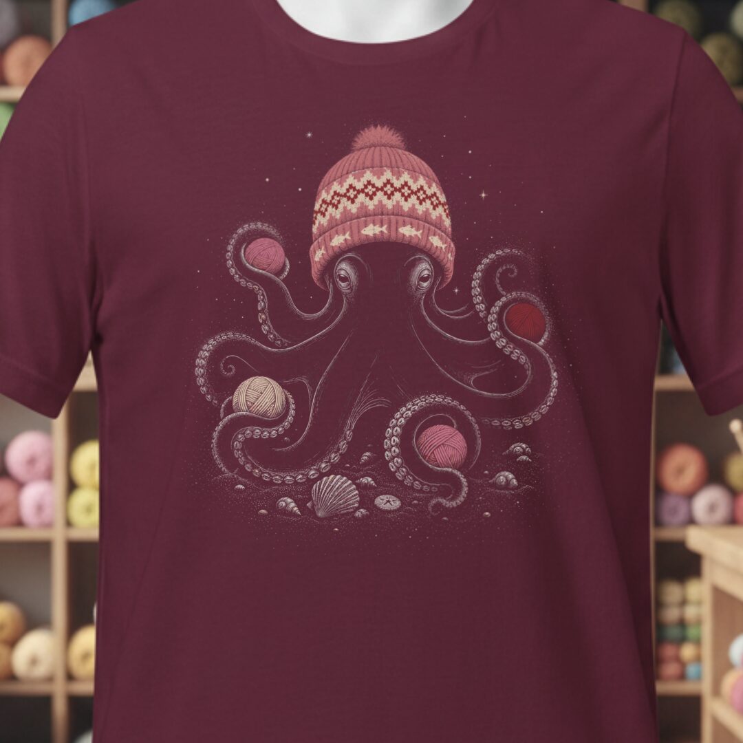 Warm Octopus Maroon T-Shirt.jpg