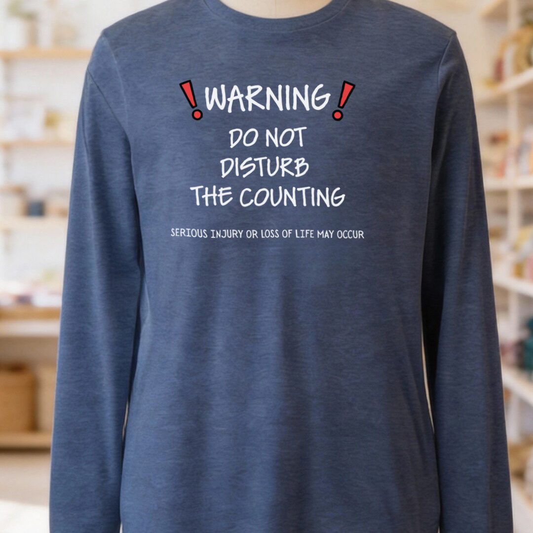Warning Counting Long Sleeve Tee Navy t-shirt